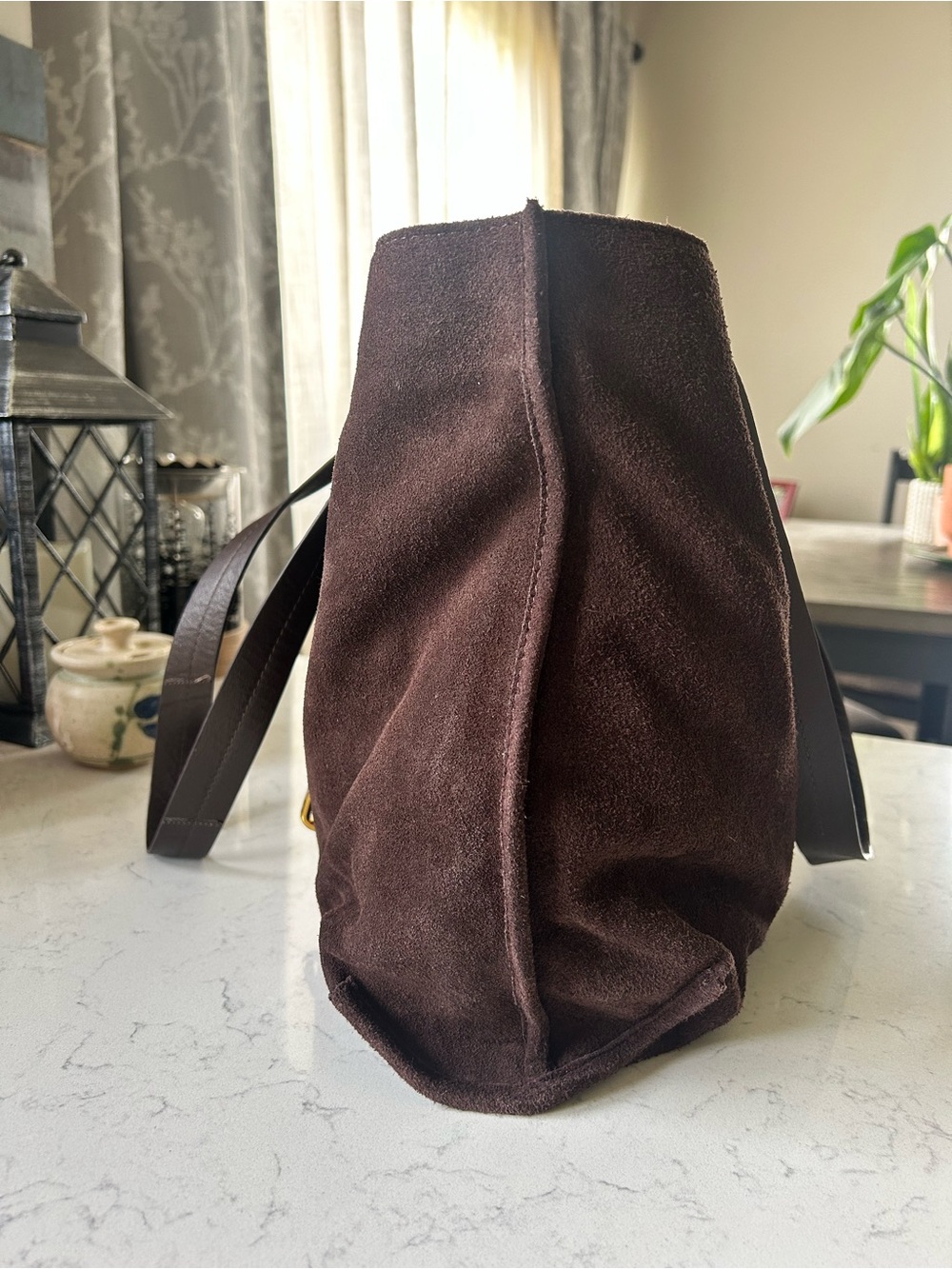 Haute Hippie Suede Leather Tote Shoulder Bag & Wallet in Dark Chocolate Brown - Picture 8 of 16